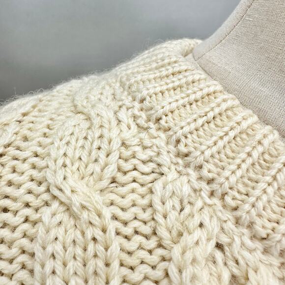 Vintage LL Bean Ireland wool Fisherman ivory cableknit sweater Size X Large XL - Picture 9 of 16